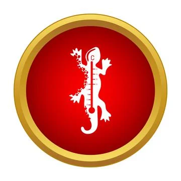 Lizard thermometer icon showing celsius temperature measurement Stock Illustration
