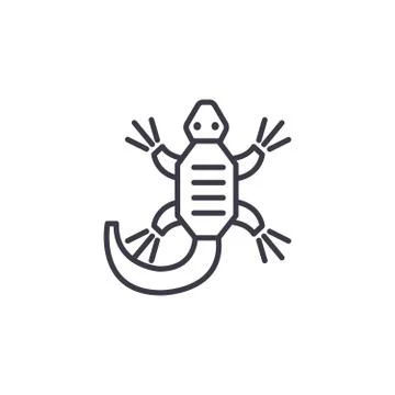 Lizard vector line icon, sign, illustration on background, editable strokes Stock Illustration