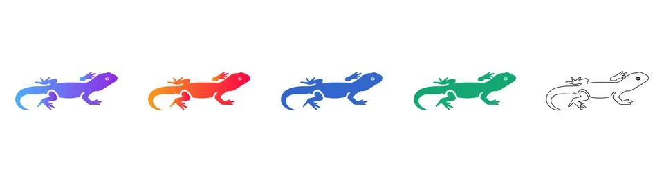 Lizard Wildlife Icon Set Stock Illustration