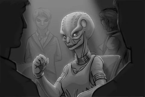 Lizard Woman Interview 스톡 일러스트
