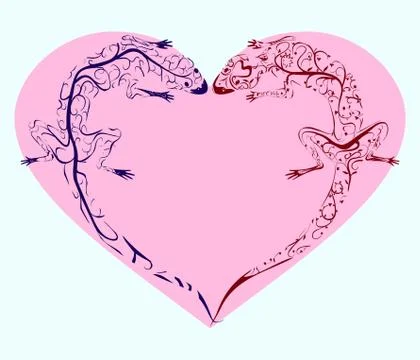 Lizards twisted heart Stock Illustration