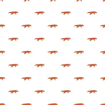 Lizards walking in seamless repeated pattern on white 库存插图