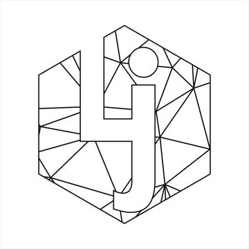 LJ geometric triangle block chain font Stock Illustration