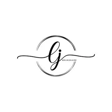 LJ Initial handwriting logo with circle template vector Stock Illustration