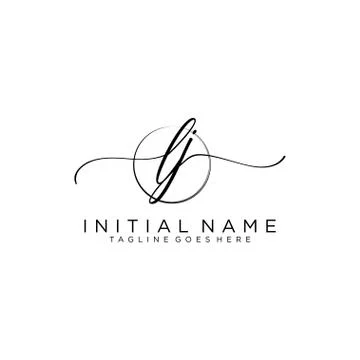 LJ Initial handwriting logo with circle template vector Stock Illustration