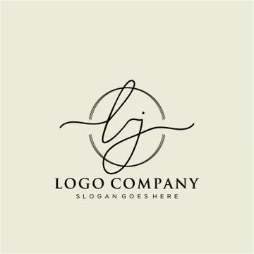 LJ Initial handwriting logo design Stock Illustration