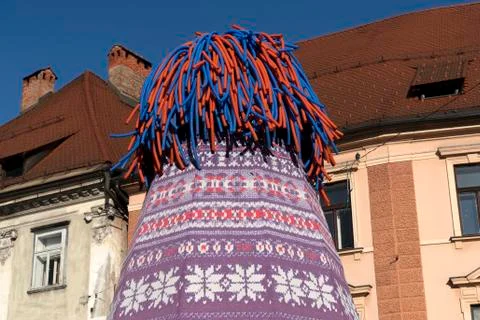 Ljubljana patchwork wool christmas tree Stock Photos