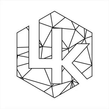 LK geometric triangle block chain font Stock Illustration