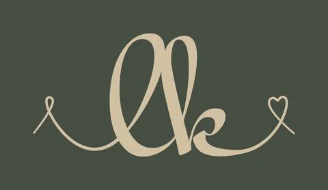 LK initial wedding monogram calligraphy vector illustration. Hand drawn let.. Stock Illustration