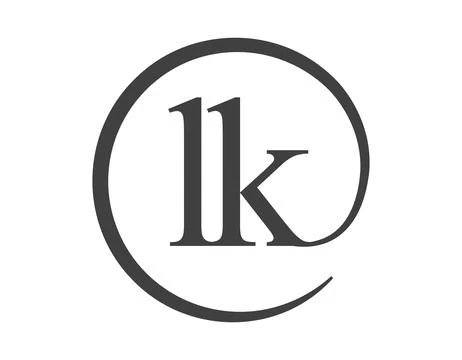 LK logo from two letter with circle shape email sign style. L and K round l.. Stock Illustration