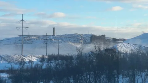 LKAB Iron Ore Mining Mine snow covered during winter season Arctic underground Stock Footage 305378203