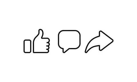 Lke, comment and share icon. Social media users. Vector on isolated white bac Stock Illustration