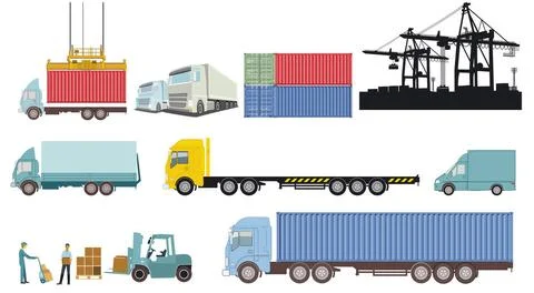 LKW- Transporte.jpg Logistik und Versand, Container Transport, illustratio... Stock Photos