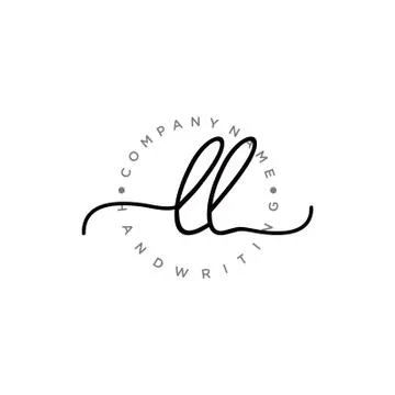 LL Initial handwriting logo design Stock Illustration