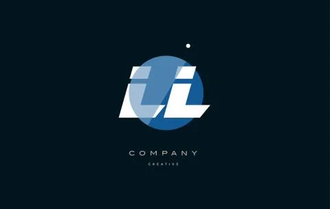 Ll l  blue white circle big font alphabet company letter logo Stock Illustration