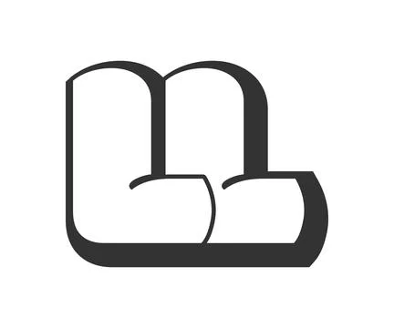 LL logo, bubble comic lettering, rounded in graffiti style black and white .. Stock Illustration