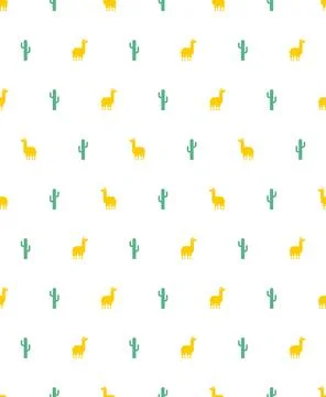 Llama alpaca cartoon pattern seamless. Ornament of kids fabric Stock Illustration