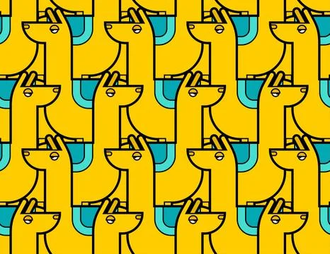 Llama alpaca cartoon pattern seamless. Ornament of kids fabric Stock Illustration