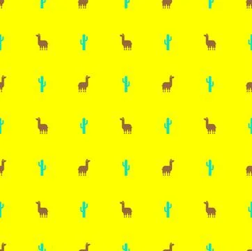 Llama alpaca cartoon pattern seamless. Ornament of kids fabric Stock Illustration