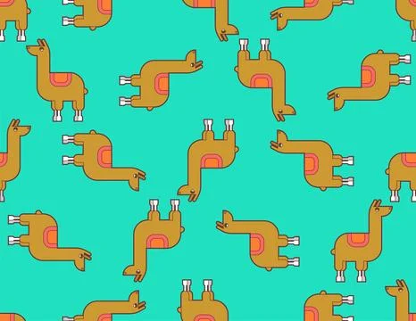 Llama alpaca cartoon pattern seamless. Ornament of kids fabric Stock Illustration
