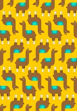 Llama alpaca cartoon pattern seamless. Ornament of kids fabric Stock Illustration