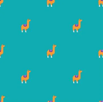 Llama alpaca pixel art pattern seamless 8 bit background Stock Illustration