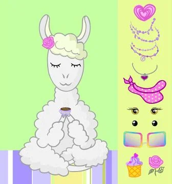 Llama and accessories vector Illustrazione stock