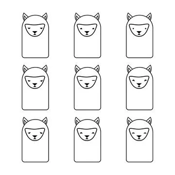 Llama Avatar Doodle Isolate Vector Set Stock Illustration