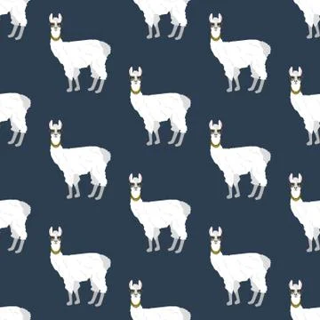 Llama in aviator glasses seamless pattern Stock Illustration