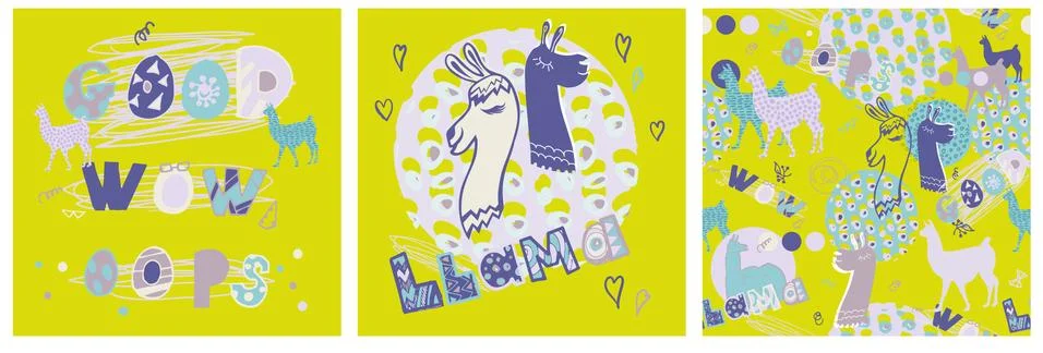 Llama background and design elements Stock Illustration