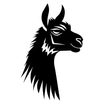 Llama black vector icon on white background Stock Illustration