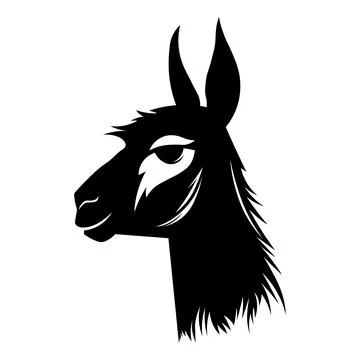 Llama black vector icon on white background Stock Illustration