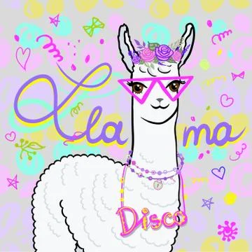 Llama close with glasses Stock Illustration