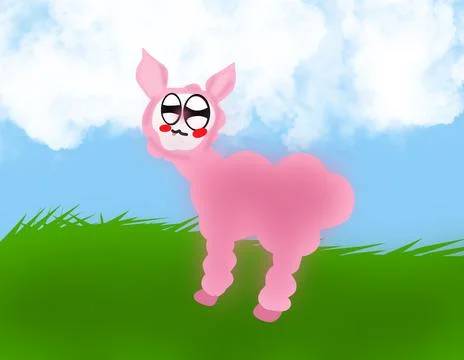 Llama on the field illustration Stock Illustration