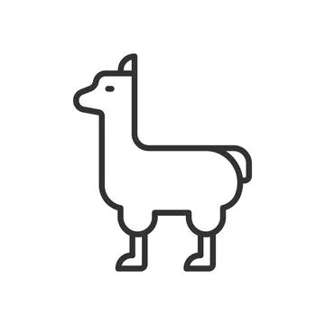 Llama, icon in line design. llama, animal, mammal, farm, cute, wool, livestock Stock Illustration
