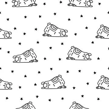 Llama or alpaca. Seamless pattern. Coloring Page. Illustrazione stock