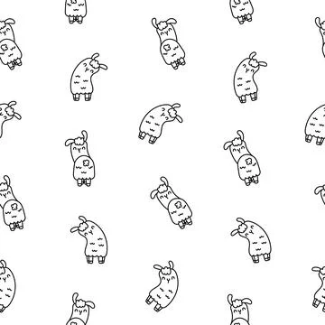Llama or alpaca. Seamless pattern. Coloring Page. Illustrazione stock