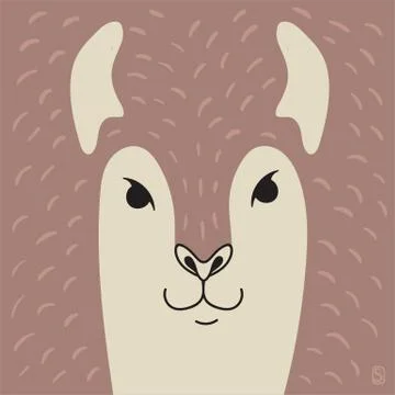 Llama portrait copy space background Stock Illustration