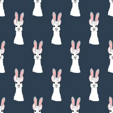 Llama in rabbit ears seamless pattern Illustrazione stock