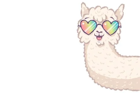 Llama with rainbow glasses Stock Illustration