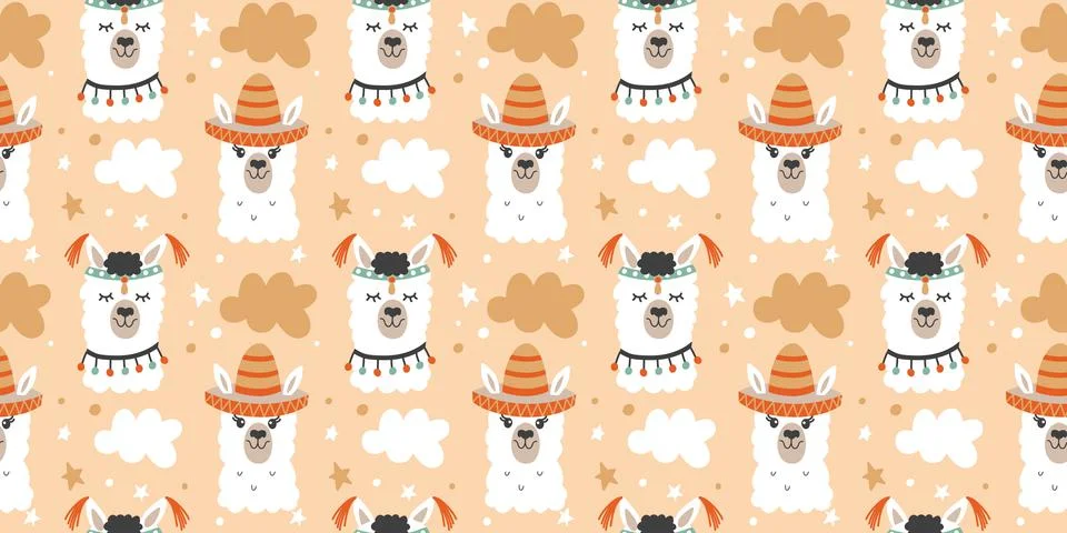 Llama Seamless Pattern Illustrazione stock
