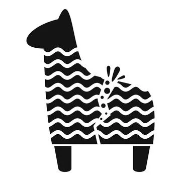 Llama shaped pinata icon breaking, releasing candy Stock Illustration