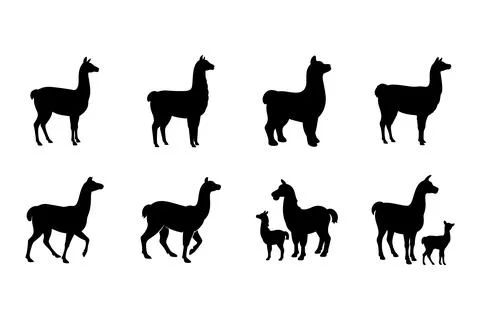 Llama silhouette set Stock Illustration
