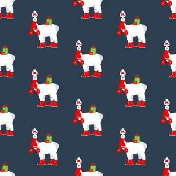 Llama on skates seamless pattern Illustrazione stock