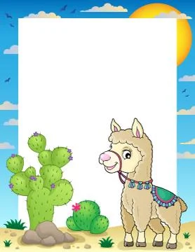 Llama theme frame Stock Illustration