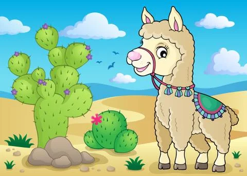 Llama theme image 库存插图