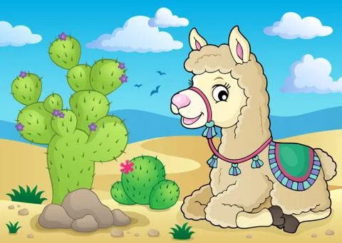 Llama theme image 库存插图