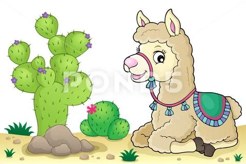 Llama theme image Stock Illustration