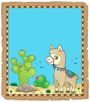 Llama theme parchment 库存插图