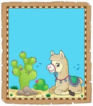 Llama theme parchment 库存插图